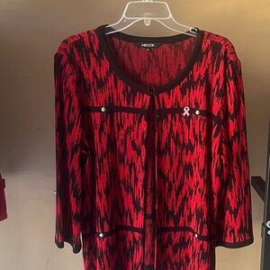 Misook Red and Black Patterned Jacket